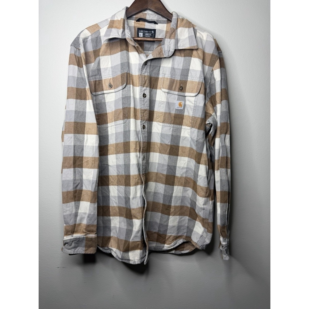 Carhartt Mens Large Loose Fit Heavyweight Flannel Shirt Plaid Shacket